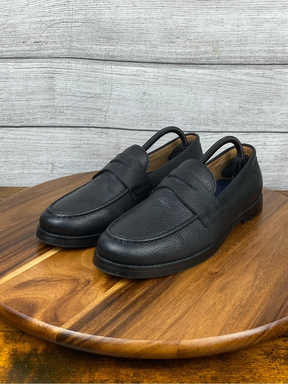 Ted Baker Parliament Penny Loafers Pebbled Black Leather Upper Men’s Shoe Size 9